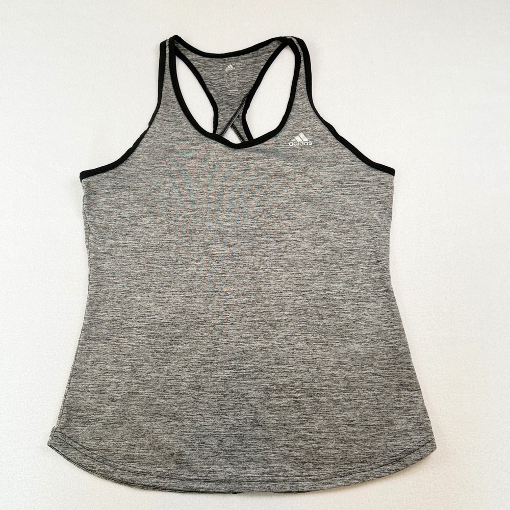 Adidas Womens Climalite Racerback Tank Top Grey Heather Keyhole Back Size M